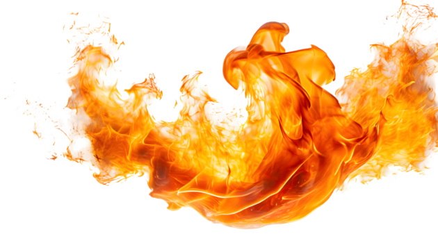 fire, flame Splash on a white isolated background. Generative AI.