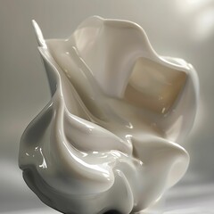 white and shiny vase sculpture on white background	