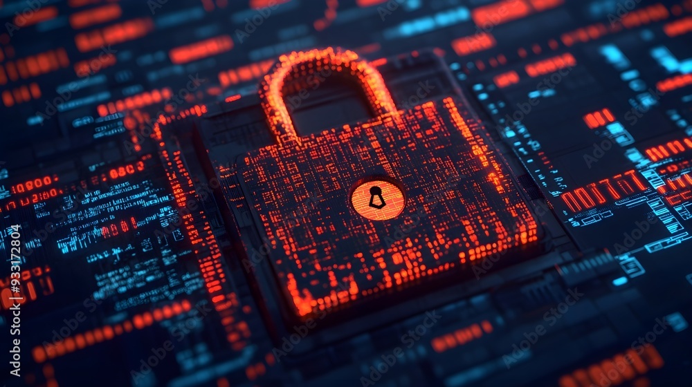 Poster digital lock security system cyber data protection