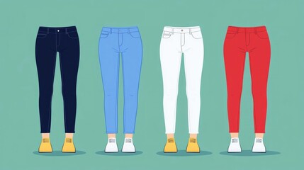 Stylish and Sleek Flat Design Showcasing the Beauty of High Fashion Denim Jeans   A Contemporary Minimalist Depiction of a Trendy Garment