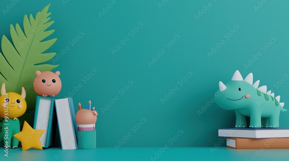 Poster unity in growth - cartoon characters learning and growing together, inspirational concept with copy 