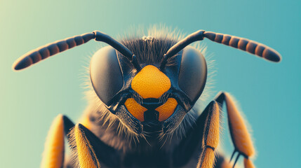 Close up of a vintage wasp with a minimalist design against a bright backdrop