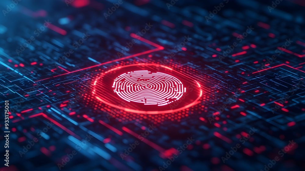 Aufkleber fingerprint scan on digital circuit board