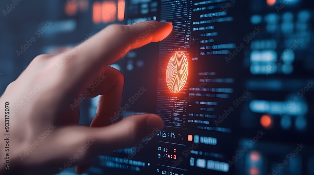Poster fingerprint scan security access technology