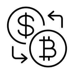 convert dollar to bitcoin  line icon