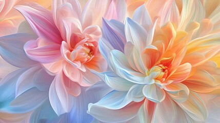 Obraz premium A stunning blend of bright petals and pastel hues, with colors swirling to create a peaceful, artistic composition.