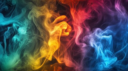 A stunning swirl of multicolored smoke, creating an artistic, fluid pattern that flows dynamically.