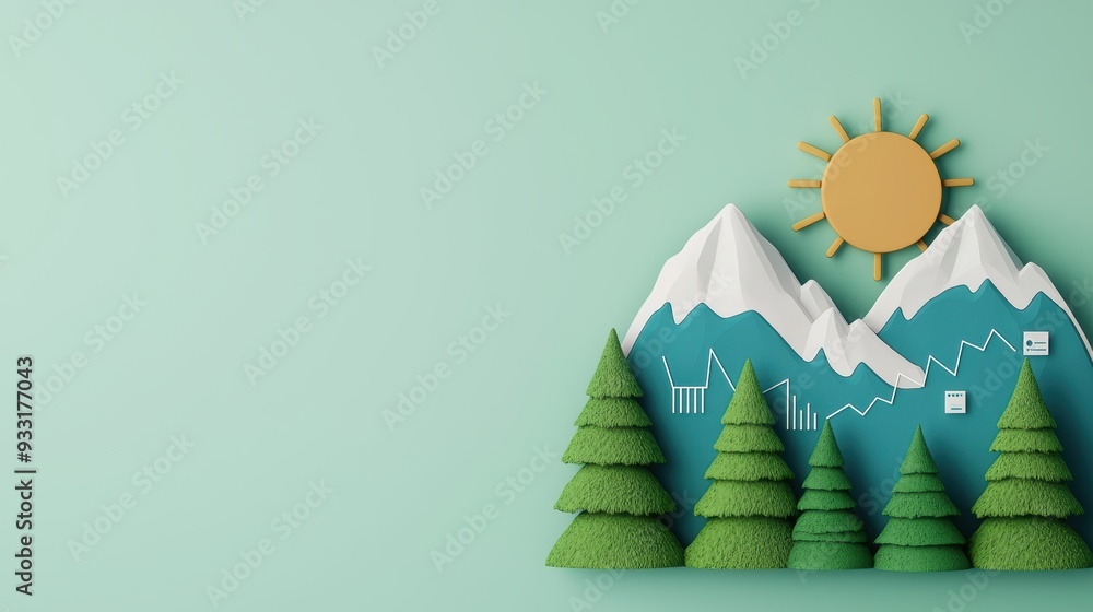Aufkleber visualizing climate change data - with graphs and charts for environmental analysis | copy space and