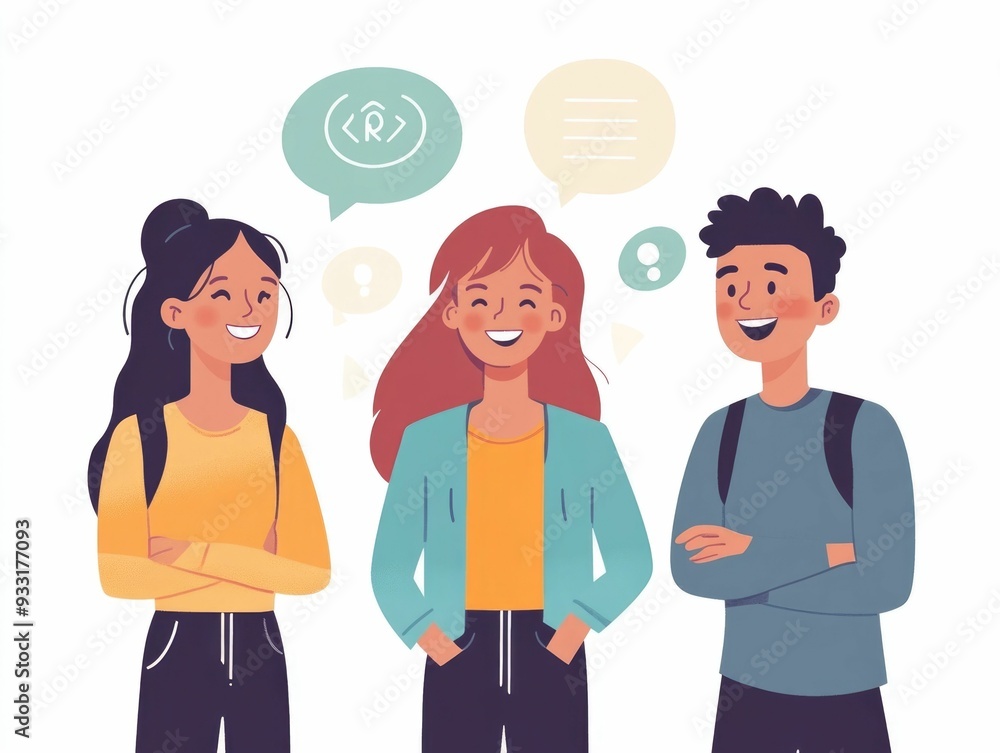 Poster flat design showcasing a language learning app interface with features for practicing pronunciation 