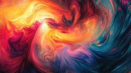 A swirling mix of bright colors, forming an energetic and captivating abstract pattern that draws the eye.
