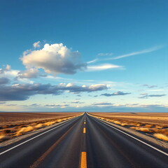Naklejka premium long road that leads into the horizon