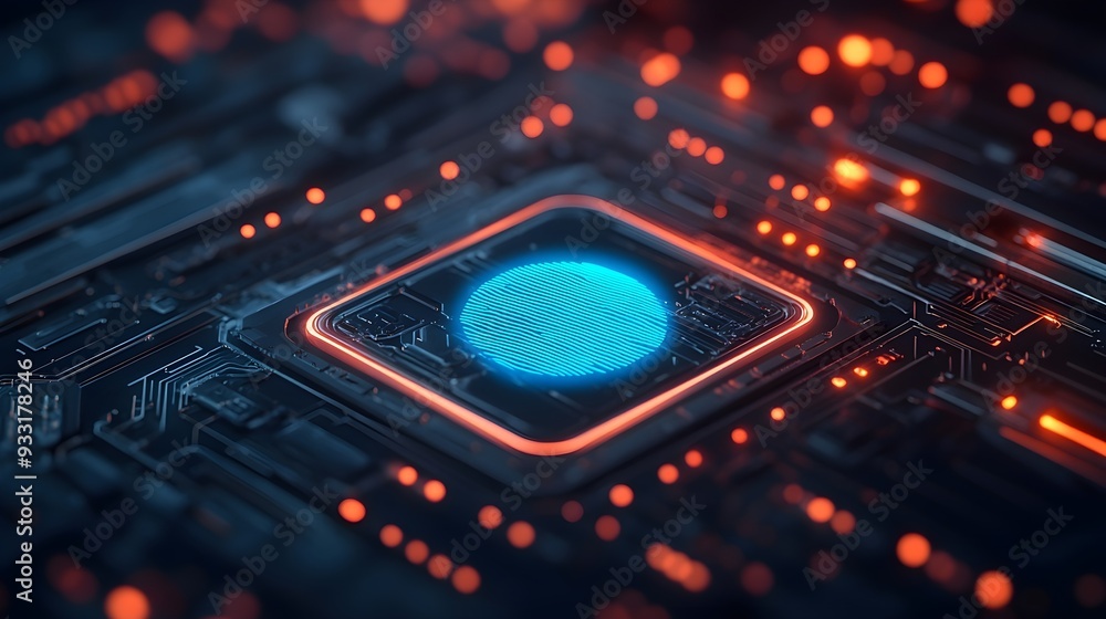 Poster futuristic fingerprint scan technology abstract