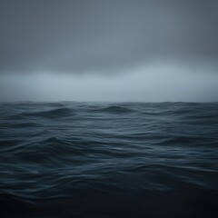 Fototapeta premium A serene view of calm ocean waters beneath a moody sky, capturing the tranquility and mystery of the sea.