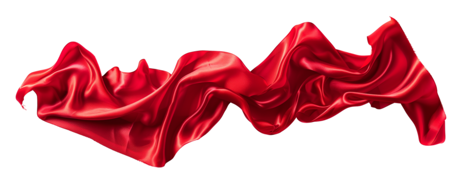 abstract background with red wavy silk or satin banner
