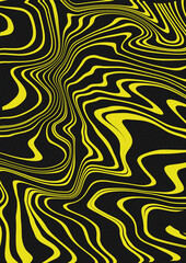 Liquid dynamic grainy texture, Black and yellow poster design with liquid and curve lines, Futuristic cover set. A4 size. Ideal for banner, flyer, invitation, business card.