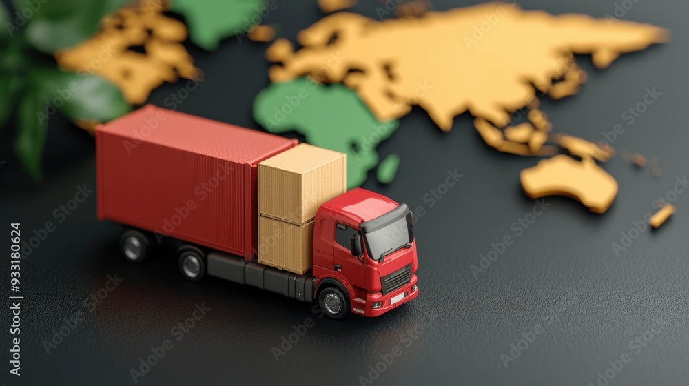 Poster global logistics network: detailed map of supply routes with pinpointed locations for efficient tran