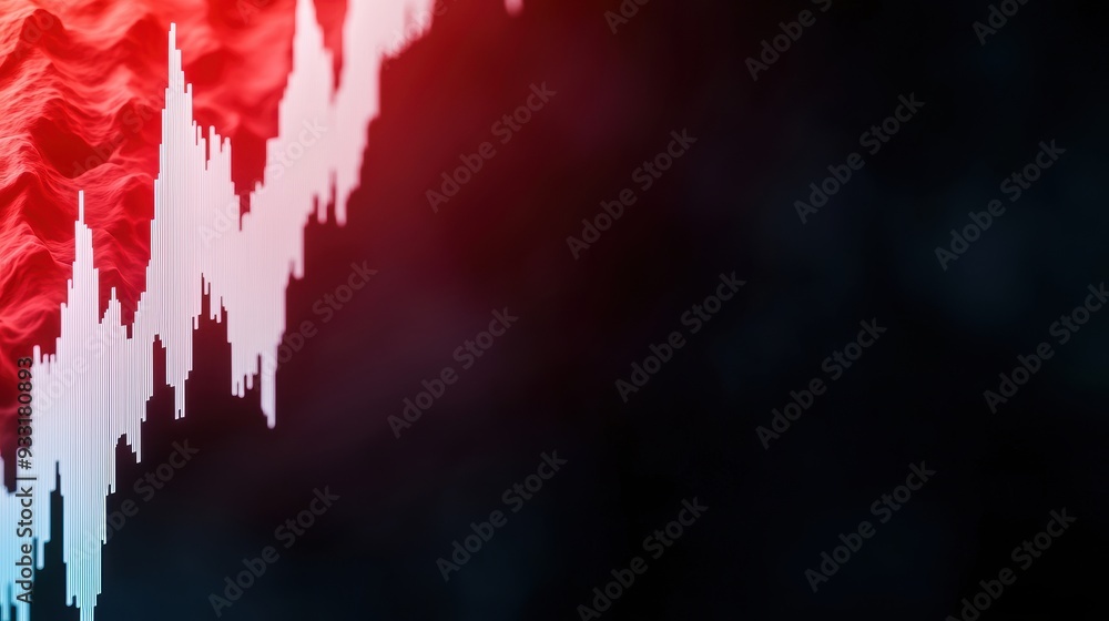 Poster futuristic economic predictions - dynamic charts emerging from computer screen with copy space, 8k h