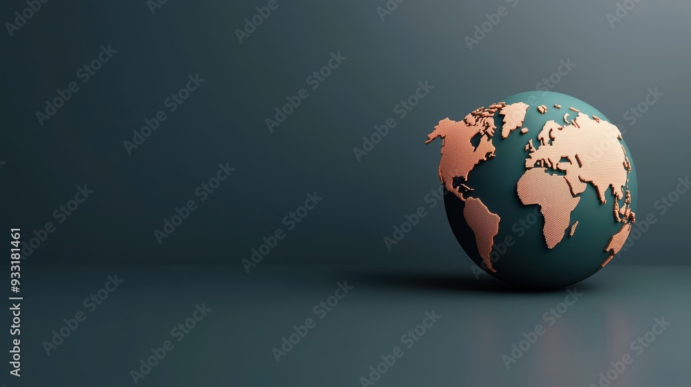 Poster Global Finance Concept with Rotating Stock Indices on Digital Globe, High Detail 8K Image with Copy Space