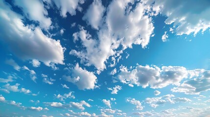 Blue sky background with clouds and sunlight. AI generation