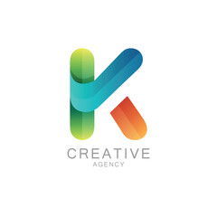 Colorful Creative Agency Logo With Gradient Letter K Design

