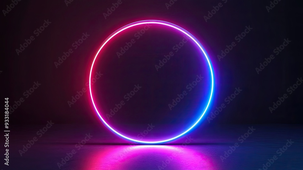 Aufkleber glowing round frame with gradient neon light, ideal for highlighting content on a dark background.