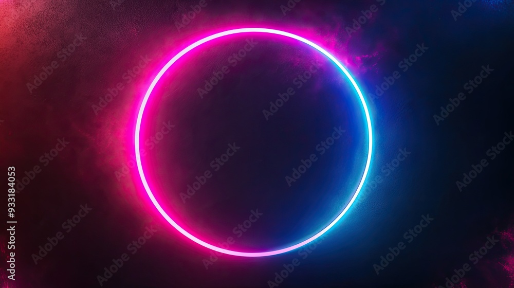 Aufkleber glowing round frame with gradient neon light, ideal for highlighting content on a dark background.