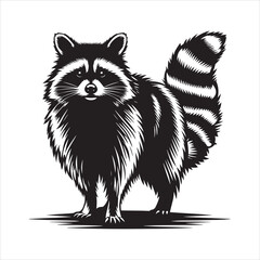 Raccoon silhouette vector art illustration
