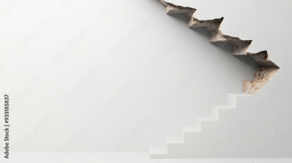 Poster climbing the staircase of economic inequality - conceptual image symbolizing social divide with copy