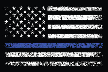 Thin Blue Line Flag. USA Police Flag