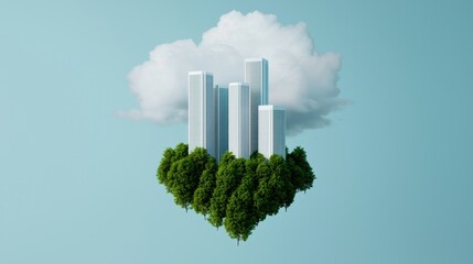Fototapeta premium Financial Growth Symbolized by Skyscrapers Like Trees in Urban Forest - Copy Space for Text, High Detail 8K Image
