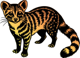 luwak vector art, illustration of a civet, vector art, isolated on white. Editable color and stroke.