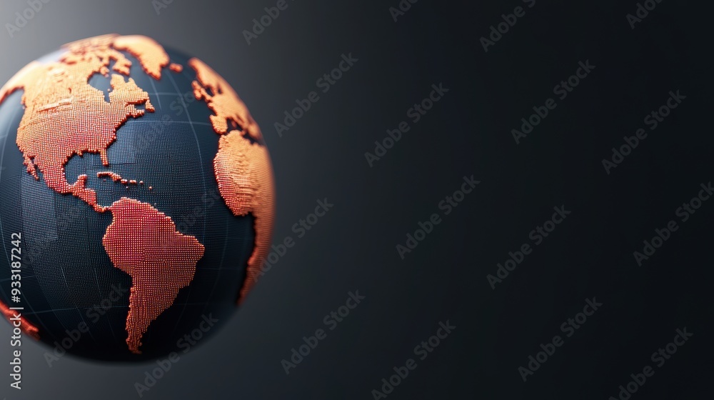 Poster futuristic holographic globe showing realtime economic data and forecasts with copy space in 8k high