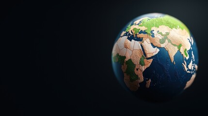 Fototapeta premium Futuristic Holographic Globe Showing Real-Time Economic Data and Forecasts in 8K Resolution with Copy Space for Text, High Detail Visualization