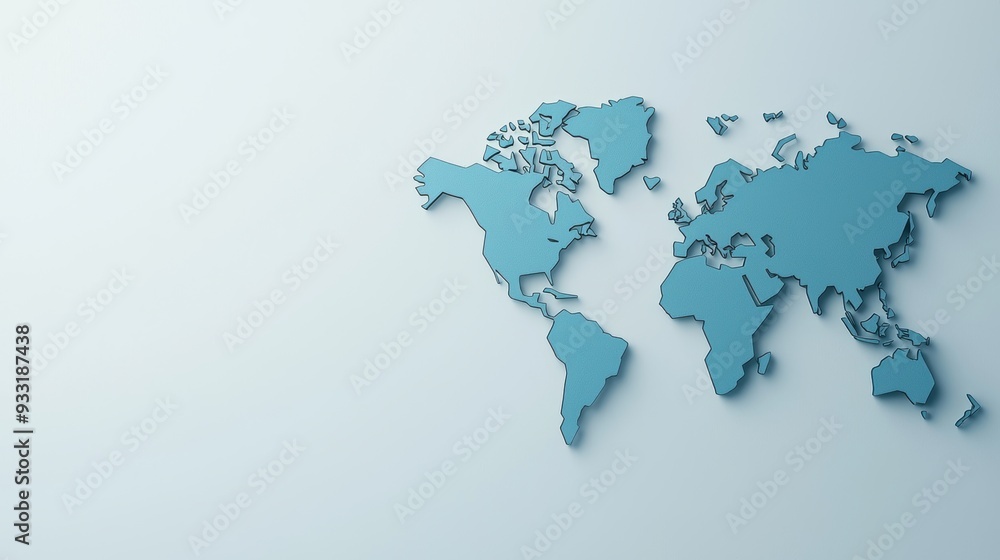 Poster global trade networks: interconnected continents mapping economy | copy space for text, high detail 
