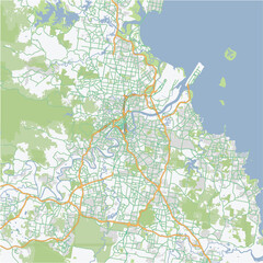 Road map of Brisbane in Australia. Contains layered vector with roads water, parks, etc.