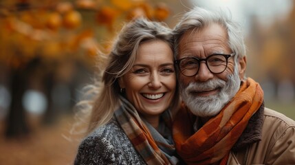 Fototapeta premium a couple in love on an autumn walk