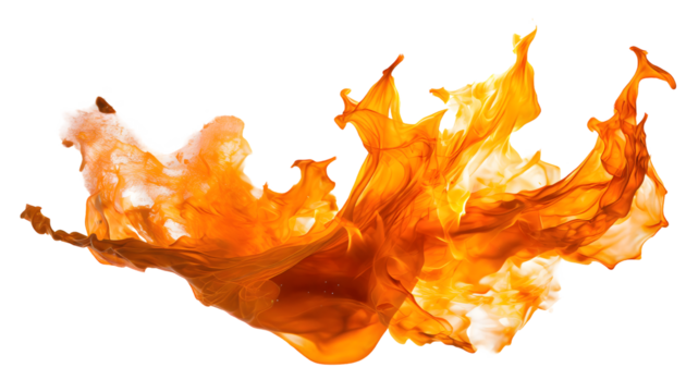 Flame Splashes on a white isolated background. Generative AI. - Powered by Adobe