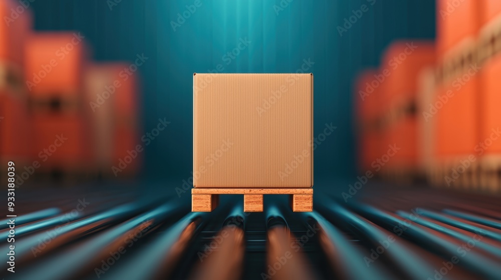 Poster efficient just-in-time supply chain management concept in a futuristic setting with precision delive