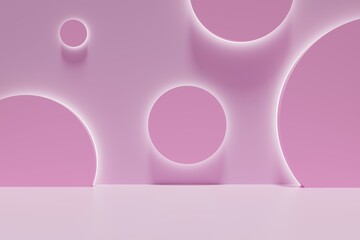 3D Render Empty Pink Abstract Minimalist Background