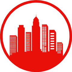 Fototapeta premium Red City Skyline Icon for Urban Development Projects
