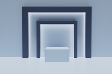 3D Render Empty Cube Podium Minimalist Background