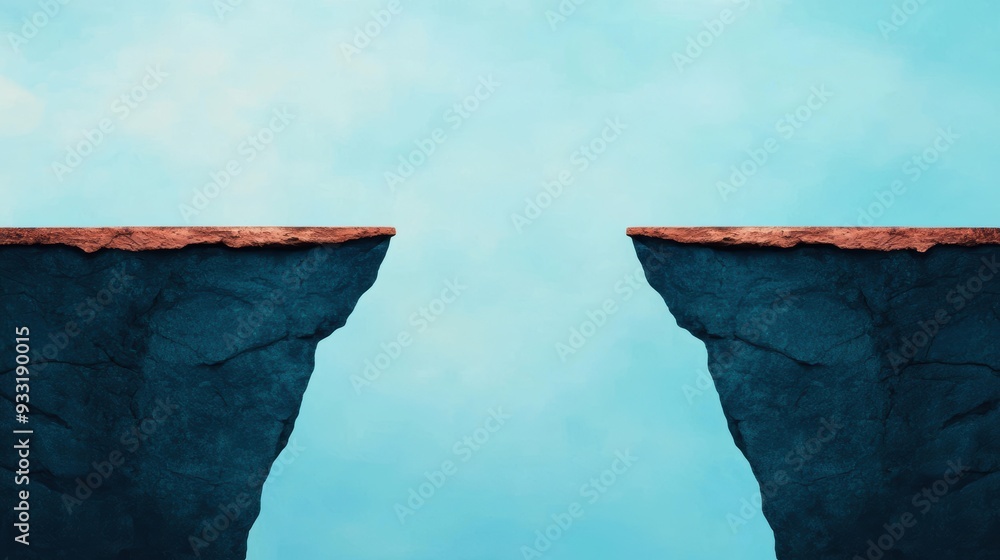 Poster connecting economic classes - visual metaphor of bridging the gap with copy space for text, high det