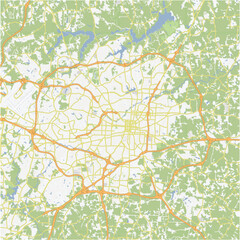 Road map of Greensboro in North Carolina. Contains layered vector with roads water, parks, etc.