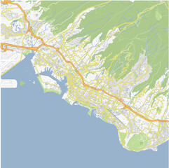 Road map of Honolulu in Hawaii. Contains layered vector with roads water, parks, etc.