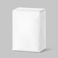 Vertical bag package mockup. Half side view. Vector illustration isolated on grey background. Easy to use for presentation your product, idea, promo, design. EPS10.	