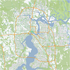 Road map of Jacksonville in Florida. Contains layered vector with roads water, parks, etc.
