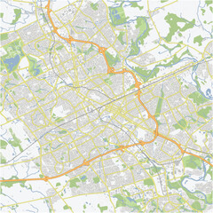 Road map of Kitchener in Canada. Contains layered vector with roads water, parks, etc.