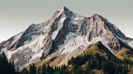Cut-out high mountains, white or transparent PNG.