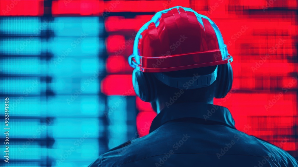 Poster futuristic employment projections digital forecasting with copy space for text in high detail 8k res
