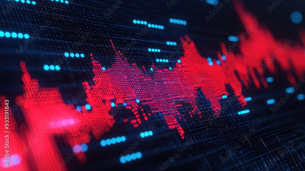 Poster futuristic inflationary trends digital graphs overview with copy space for text in 8k high detail re